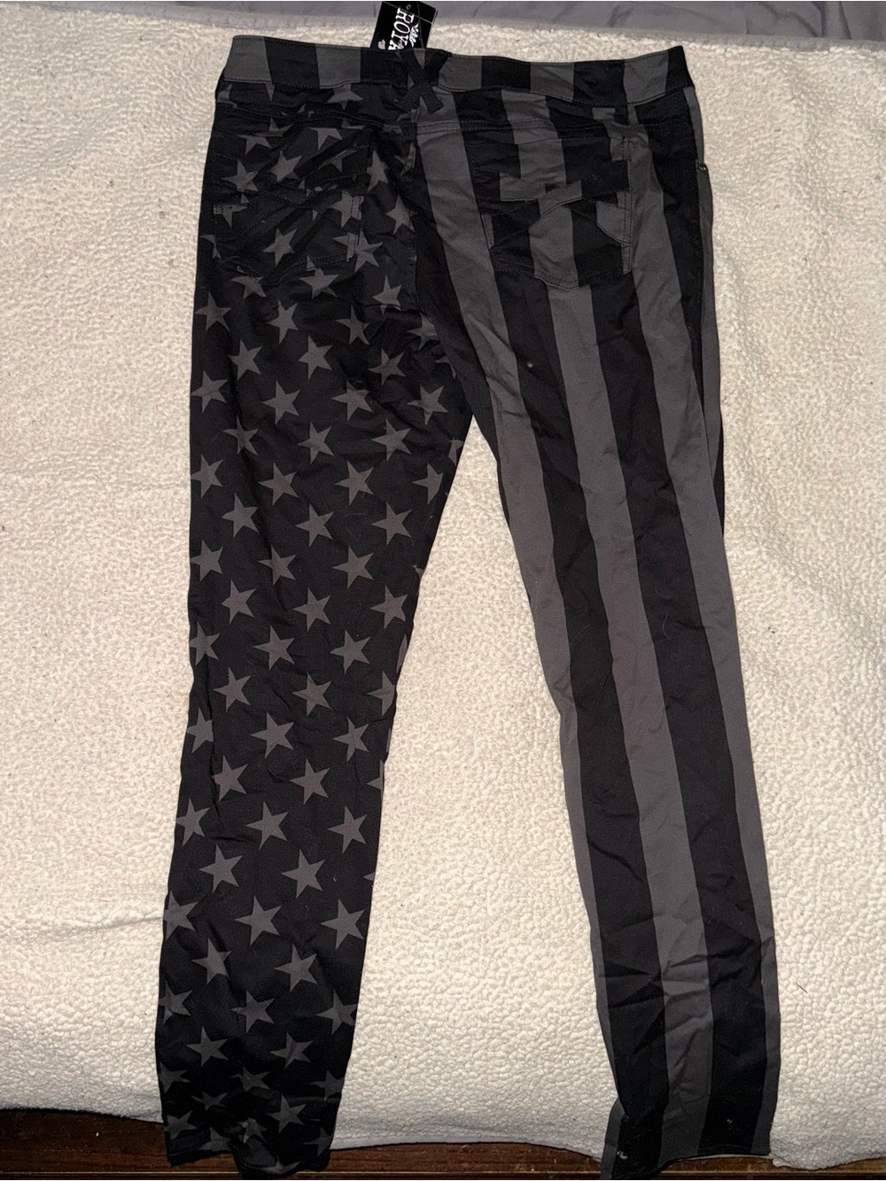 Royal Bones Black & Charcoal Star-Stripe Skinny Jeans
